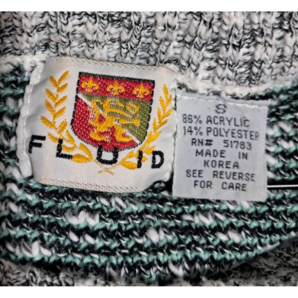 Vintage 90s FLUID Geometric Bubble Knit Sweater Mens Size S Gray Green Purple Ac - Picture 2 of 11